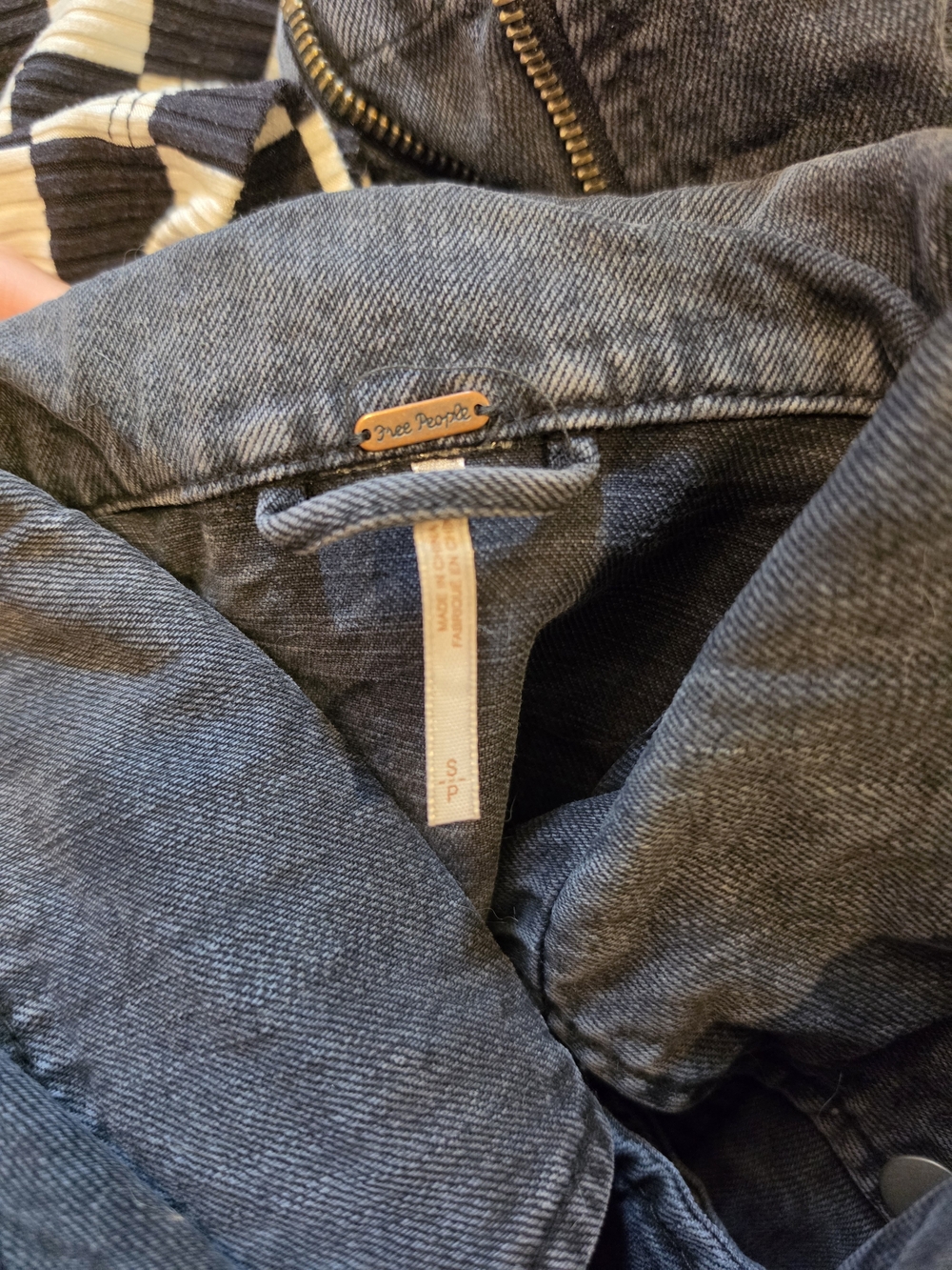 Free People Distressed Washed Black Denim Moto Jacket - Picture 4 of 4